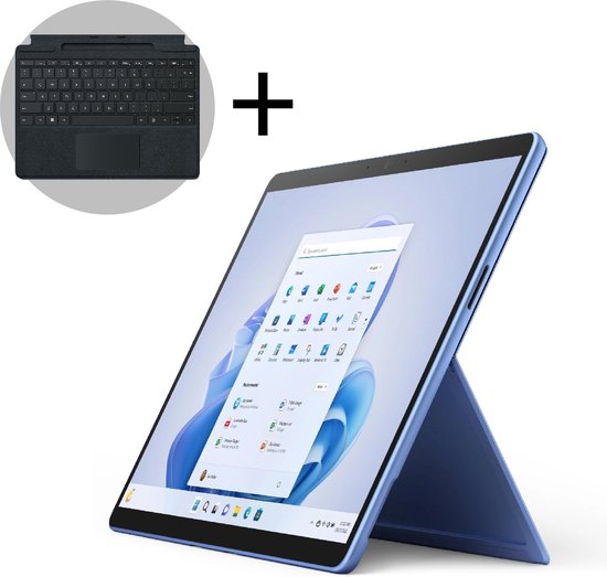 Microsoft Surface Pro 9 - Touchscreen - i5/8GB/256GB - 13 Inch - Sapphire + Signature Type Cover - QWERTY - Zwart