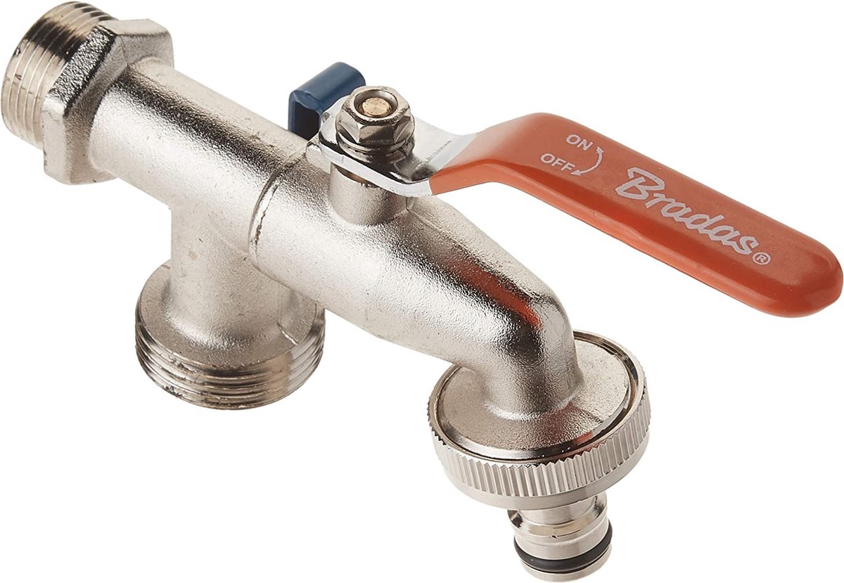 WISIRENT Wasmachinekraan, 1/2 en 3/4 wasmachinekraan van messing met waterstop, hoekventiel