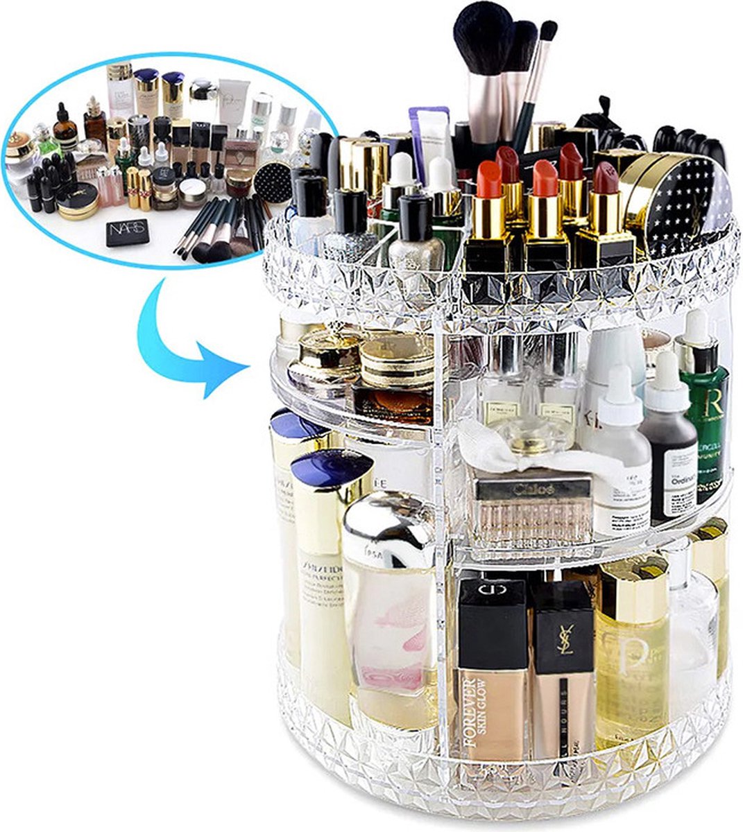 Goedkoopste Roterend Cosmetica Plateau - Sieraden Organizer - Makeup Organizer - Make-up Plateau - Plexiglas - Transparant - Sieraden Organizer- 360 Roterend