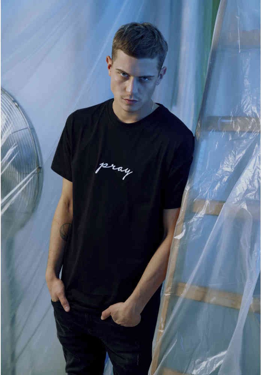 Mister Tee Pray EMB Heren T-shirt 5XL Zwart