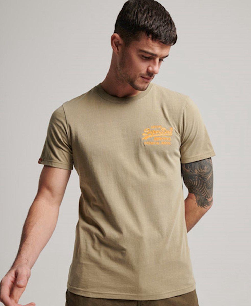 Superdry Vintage Vl Neon Tee Heren T-shirt Zand Geel
