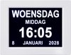 Dementieklok Digitale klok Wit - Kalenderklok Seniorenklok Klok met datum dag en tijd - Inclusief afstandsbediening Kunststof Stil uurwerk