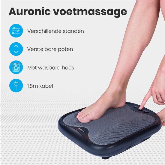 Auronic Voetmassage Apparaat - 18 Shiatsu Massagekoppen - Warmtefunctie - Wasbaar - Zwart - Auronic