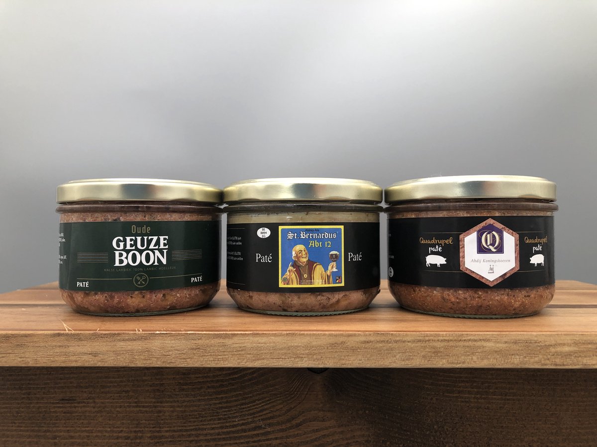 Artisanale patés - De Veurn' Ambachtse - set van 3 x 180g - Oude Geuze Boon paté - St Bernardus paté - La Trappe Quadrupel paté