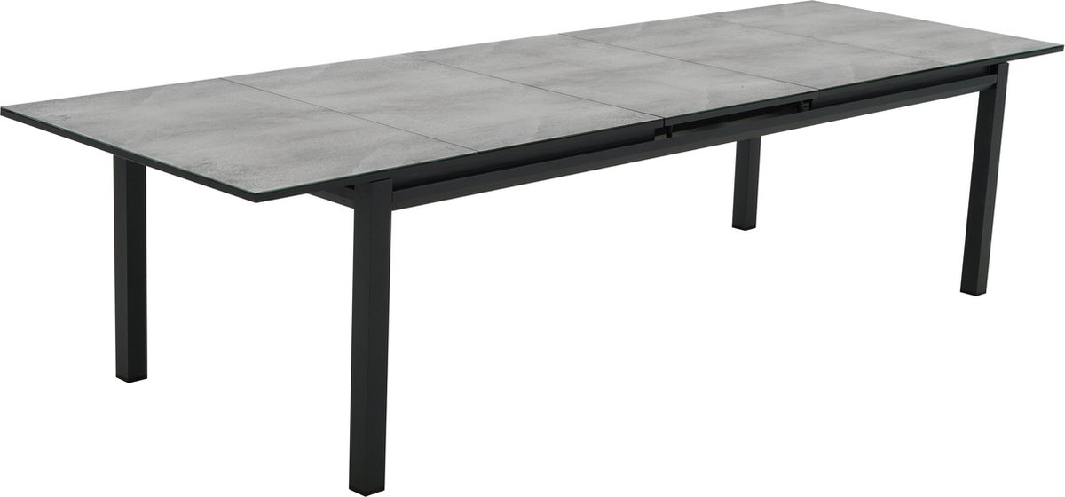 NATERIAL - uitschuifbare tuintafel ODYSSEA PREMIUM - uitschuifbare tafel voor 8 tot 10 personen - 256/320x100cm - eettafel - met glazen blad - aluminium - antraciet