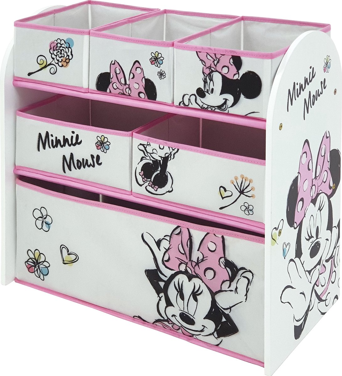 Arditex Opbergrek Minnie Mouse 62 X 30 Cm Hout Wit/roze 7-delig