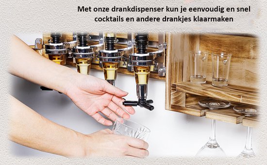 6 flessen drankdispenser, draaibare drankmixdispenserhouder alcoholdrank cocktail shotdispenser wijnhouder met roterende standaard for thuisbarfeest (Color : 4 Bottles