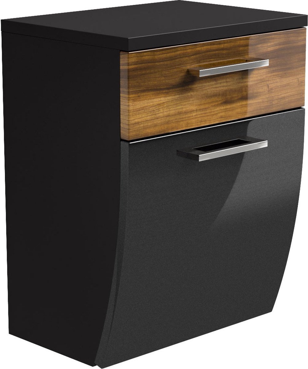 Lage badkamerkast Ilse Antraciet - Walnoot - Breedte 40 cm - Hoogte 53 cm - Diepte 30 cm