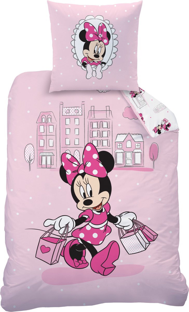 Disney Minnie Mouse Dekbedovertrek Shopping - Eenpersoons - 140 x 200 cm - Katoen