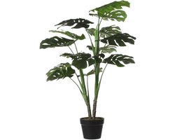 Mica decorations Kunstplant Monstera struik - staand - H100 cm - Grote huis/kantoorplant - nepplant - kamerplant