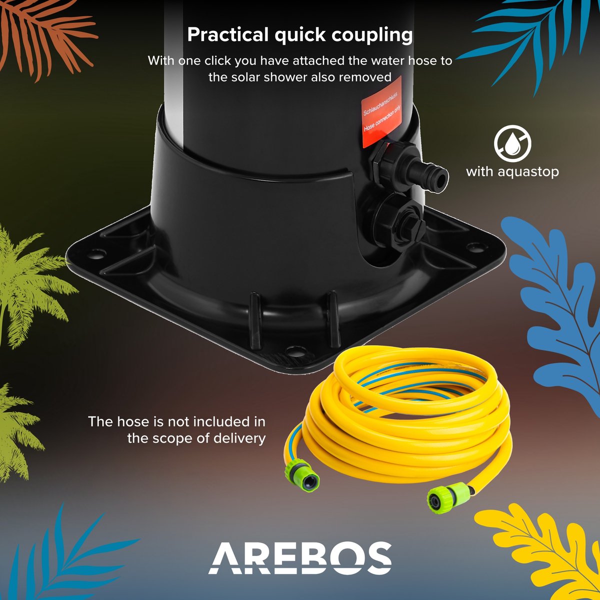 AREBOS 40 L Zonnedouche met thermometer en vloerelement thumbnail 7