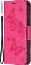 Mobigear Telefoonhoesje geschikt voor Xiaomi 12T Pro Hoesje | Mobigear Butterfly Bookcase Portemonnee | Pasjeshouder voor 3 Pasjes | Telefoonhoesje voor Pinpas / OV Kaart / Rijbewijs - Magenta