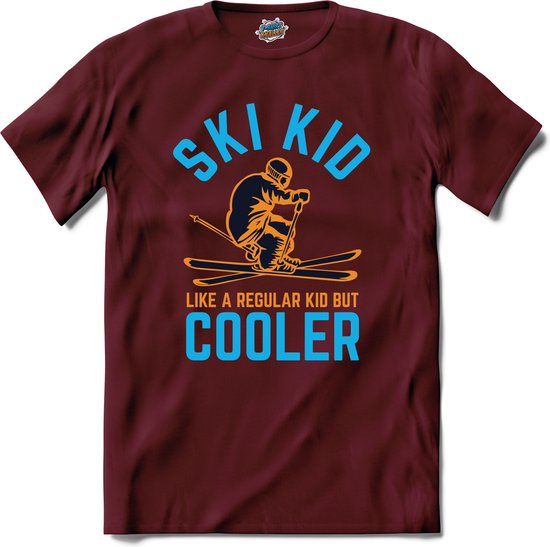 Ski Kid Skiën Bier Winter sport TShirt Unisex Burgundy