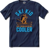Ski Kid | Skiën - Bier - Winter sport - T-Shirt - Unisex - Navy Blue - Maat 4XL