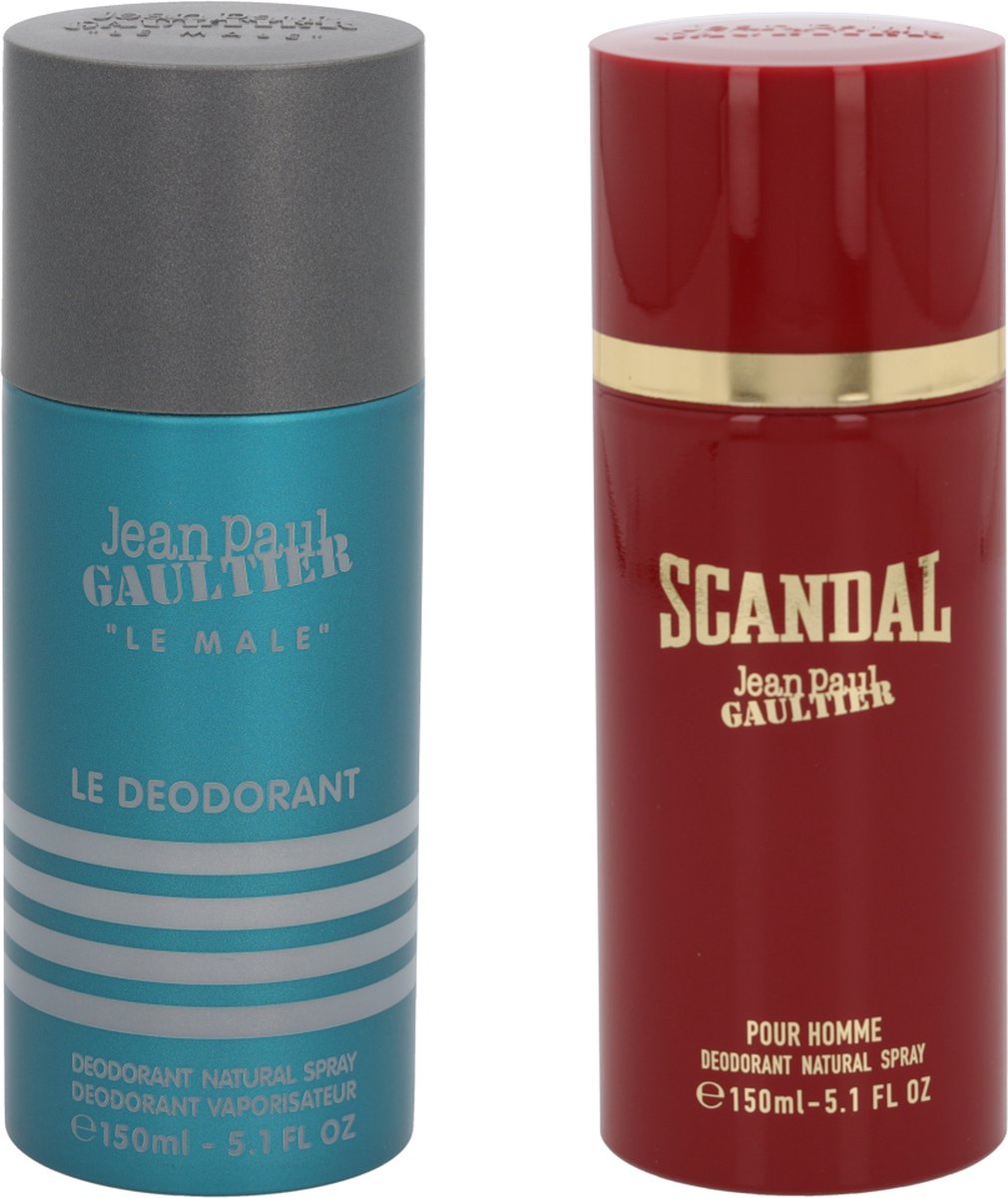 J.P. Gaultier Deo Spray Bundel: Le Male Deodorant Natural Spray 150ml + Scandal For Him Deo Spray 150ml