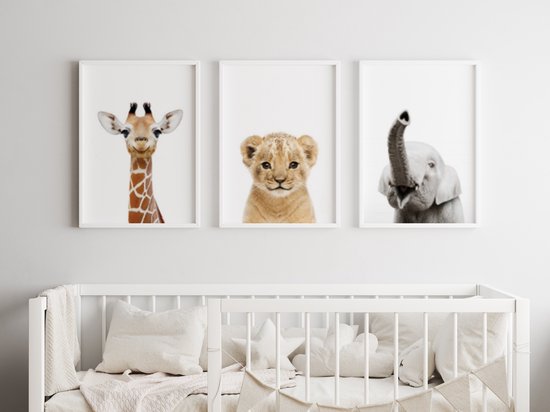 No Filter - Affiches Bébé Animaux - 6 pièces - 30x40 cm (A3) - Ensemble d'affiches - Affiches chambre Chambre de bébé/ chambre d'enfant - décoration murale