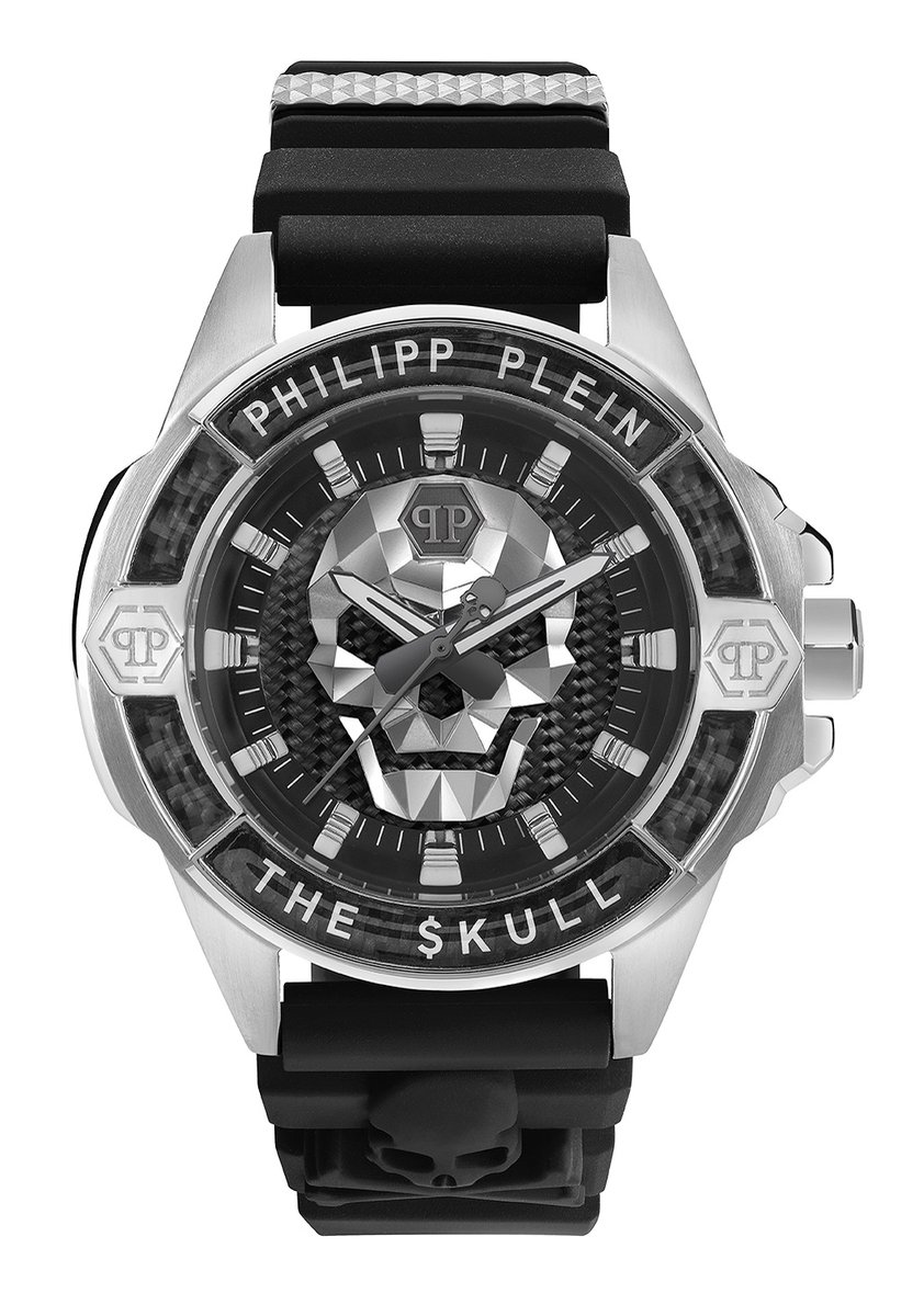 Philipp Plein The $Kull Carbon Fiber PWAAA1622 Horloge - Siliconen - Zwart - Ø 44 mm