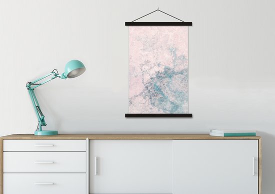 Porte-affiche avec affiche - Affiche scolaire - Ciment - Béton - Rétro - Industriel - Wit - Blauw - 60x90 cm - Lattes noires