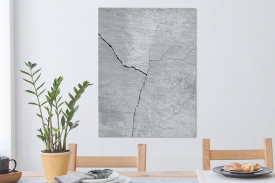 Tableau sur toile Béton - Fissure - Grijs - 60x80 cm - Décoration murale