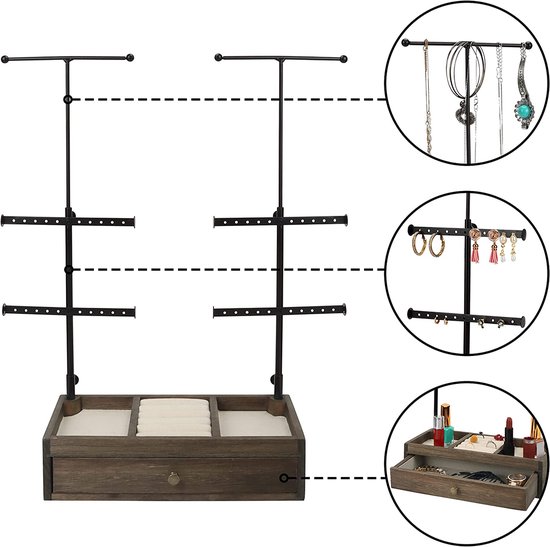 Organisateur De Bijoux Pliable 4 Portes - Support Pour Boucles D'Oreilles Et Colliers - Portable, Gain De Place
