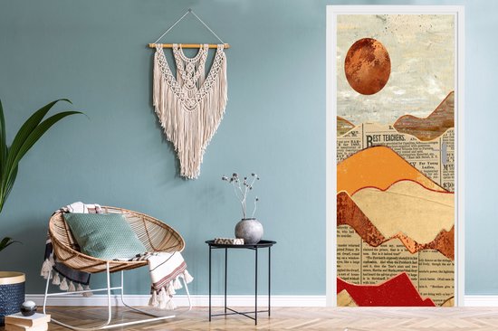 Sticker de Porte Vintage - Journal - Bronze - Abstrait - Paysage - Couleurs - 95x235 cm - Affiche de Porte