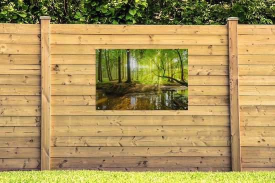 Affiche de jardin - Toile de jardin - Posters de jardin extérieur - Forêt - Paysage - Water - Arbres - Soleil - Vert - Nature - 120x80 cm - Jardin