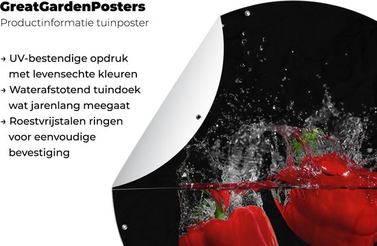 Garden Circle Paprika - Légumes - Nature Morte - Water - Rouge - 60x60 cm - Affiche de Jardin Ronde - Extérieur