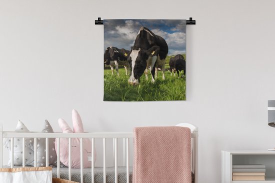 Tapisserie - Tissu mural - Vaches - Animaux - Herbe - Pâturage - Ferme - 60x60 cm - Tapisserie