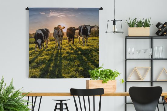 Tapisserie - Tapisserie - Vaches - Soleil - Herbe - Animaux - Ferme - 150x150 cm - Tapisserie