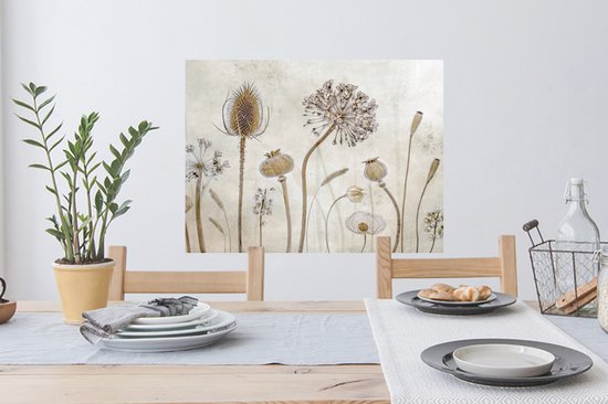 Stickers muraux - Sticker Foil - Fleurs - Aquarelle - Nature Morte - Marron - Vintage - 80x60 cm - Film Adhésif - Stickers muraux Muraux Chambre Enfant - Papier Peint Autocollant