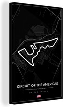 Canvas Schilderij Amerika - Racebaan - Formule 1 - Circuit of the Americas - Racing - Zwart - 20x30 cm - Wanddecoratie - Vaderdag cadeau - Geschenk - Cadeautje voor hem - Tip - Mannen