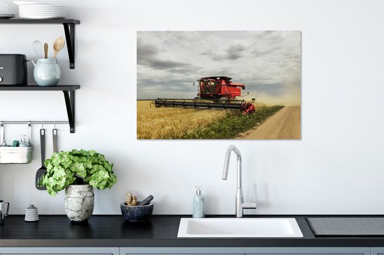 Toile Peinture Amérique - Tracteur - Nourriture - 90x60 cm - Décoration murale