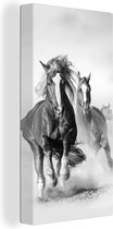 Canvas Schilderij Paarden - Dieren - Illustratie - 40x80 cm - Wanddecoratie