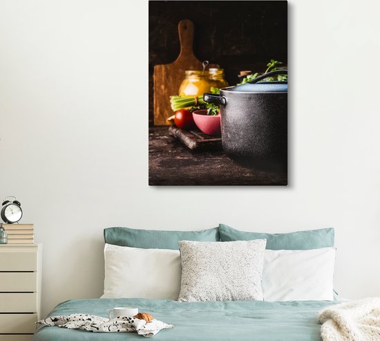 Tableau sur toile Rustique - Nature Morte - Pan - Légume - 120x160 cm - Décoration murale XXL