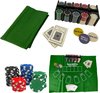 Afbeelding van het spelletje Cheqo® Pokerset met 200 Pokerchips - Met Speelkaarten - Pokertafel - Pokermat - Dealer Chips - Voor 6 Spelers - 60x44cm