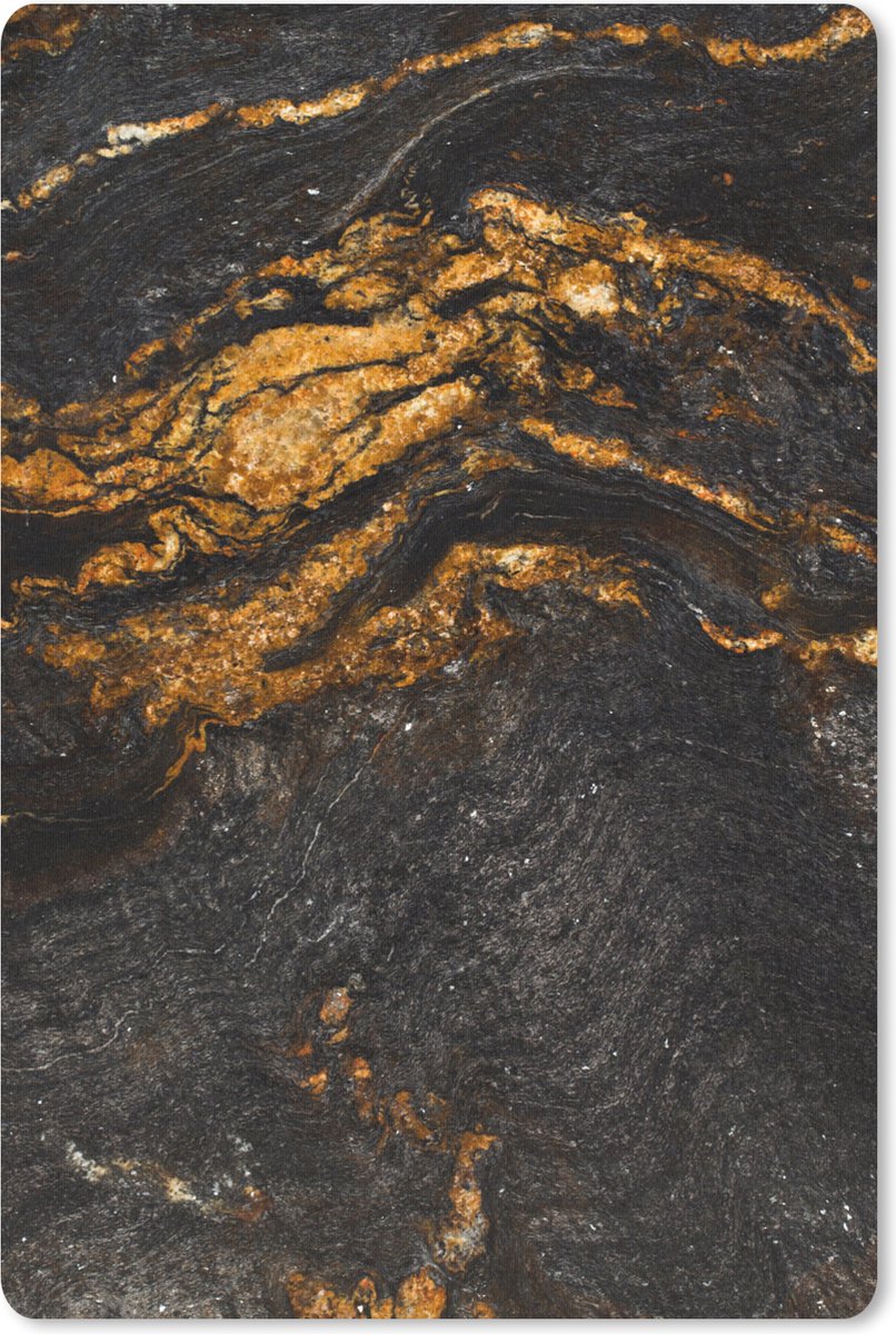 Muismat - Mousepad - Marmer - Kalk - Zwart - Goud - Marmerlook - Luxe - 40x60 cm - Muismatten