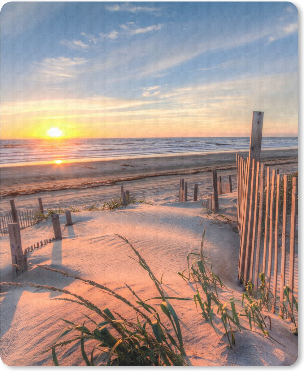Muismat - Mousepad - Strand - Zee - Duin - Zonsondergang - Landschap - 19x23 cm - Muismatten
