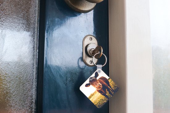 Porte-clés - Cadeaux - Vache - Coucher de soleil - Fleurs - Herbe - Animaux - Plastique