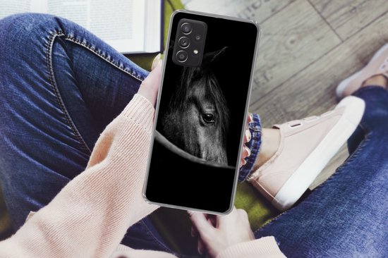 Coque Samsung Galaxy A53 5G - Paarden - Portrait - Zwart - Animaux - Coque de téléphone en Siliconen