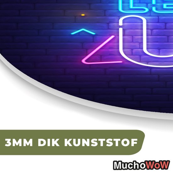 Organische Wanddecoratie - Kunststof Muurdecoratie- Organisch Schilderij - Gaming - Neon - Level Up - Quotes - Gamen- 60x60 cm - Organische spiegel vorm op kunststof