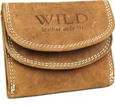 Wild Leather Only !!! Kleine Portemonnee Unisex Buffelleer - Lichtbruin - (5002-13) -