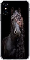 Geschikt voor iPhone X hoesje - Paarden - Fries - Manen - Zwart - Dieren - Siliconen Telefoonhoesje