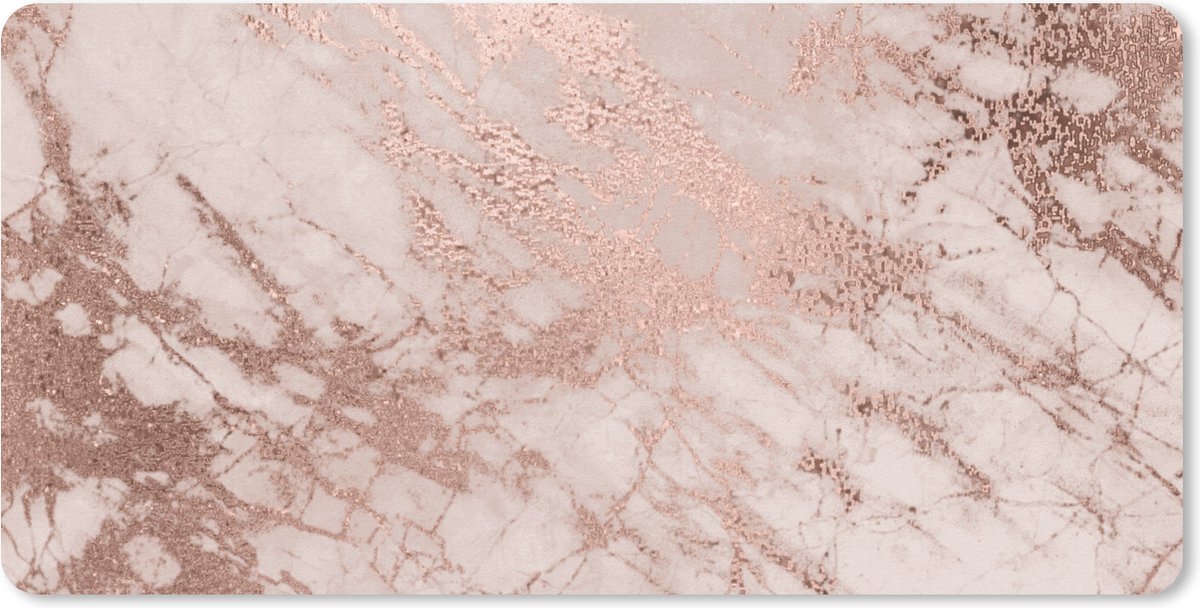 Bureauonderlegger - Marmer - Roze - Luxe - Marmerlook - Glitter - Design - 60x30 - Muismat