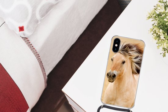 Coque avec cordon iPhone X - Paarden - Animaux - Crinières - Portrait - Siliconen - Bandoulière - Coque arrière avec cordon - Coque pour téléphone avec cordon - Coque avec corde