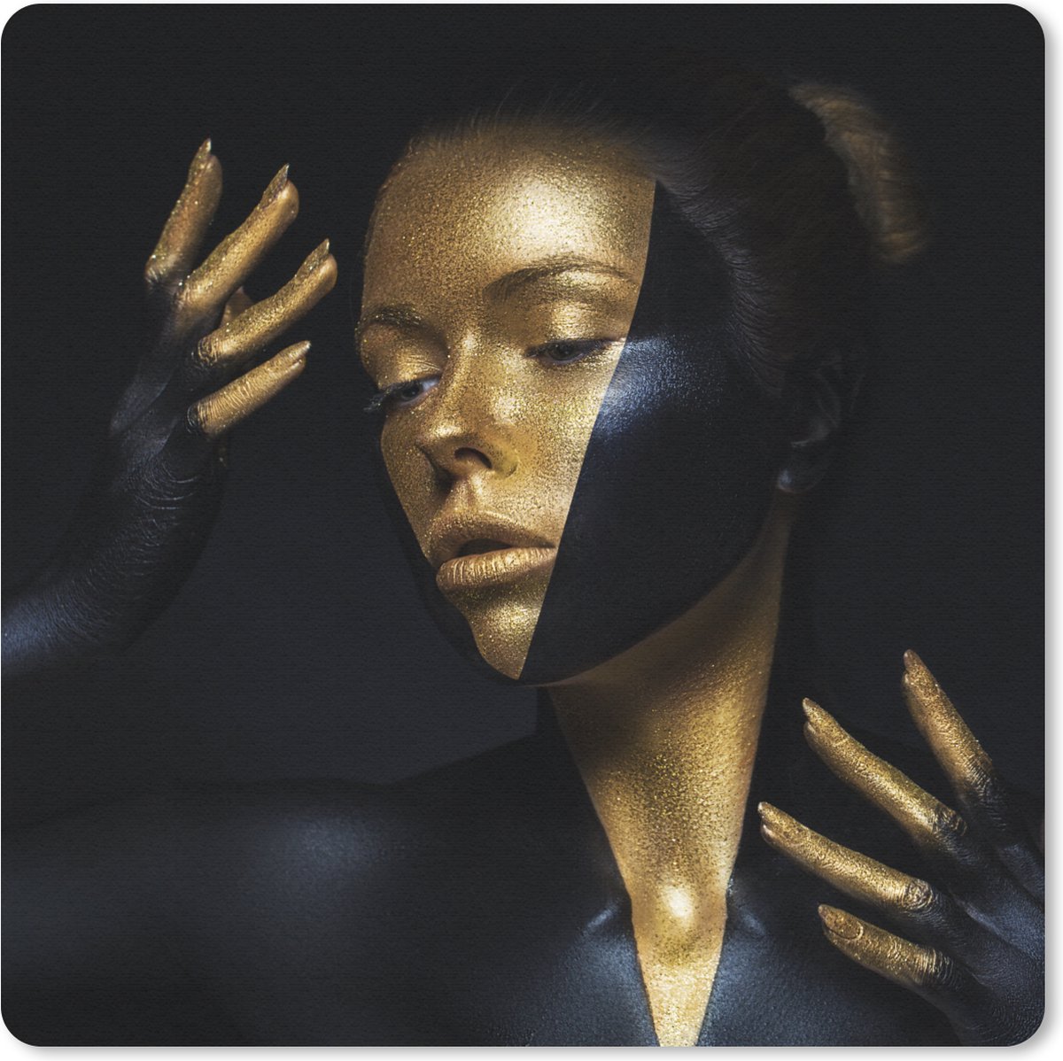 Muismat 30x30 cm - Mousepad Make up - Kunst - Vrouw - Luxe - Goud - Muismatten