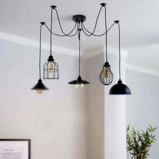 mandee.nl Industriële hanglamp - Hout met metalen fitting - 80 cm