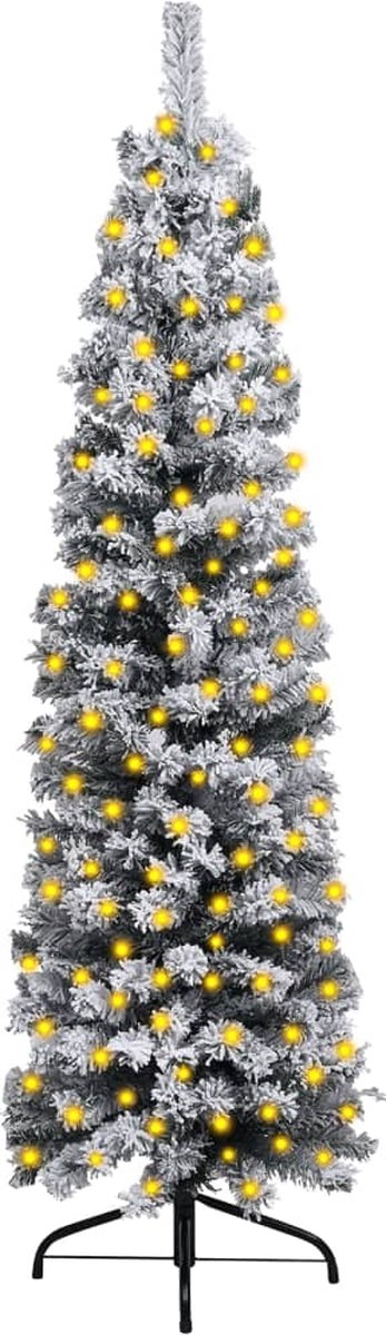 Prolenta Premium - Kerstboom met LED's en sneeuwvlokken smal 120 cm PVC groen