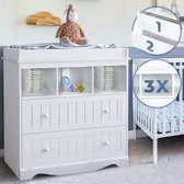 Infantastic - Baby Commode met 2 Ruime Lades en 3 Compartimenten - 50 x 93.5 x 88 cm (DxBxH) - Wit