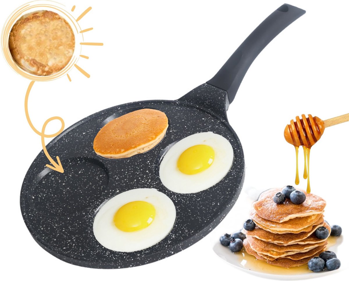 Crêpemaker - pancake pannenkoeken 4 kop marmeren anti aanbaklaag