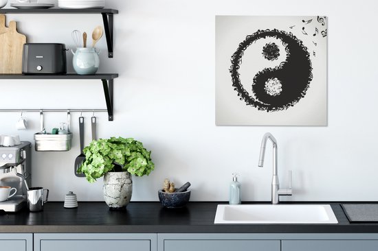 Une illustration d'un logo Yin et Yang composé de notes de musique sur toile 50x50 cm - Tirage photo sur toile (Décoration murale salon / chambre)